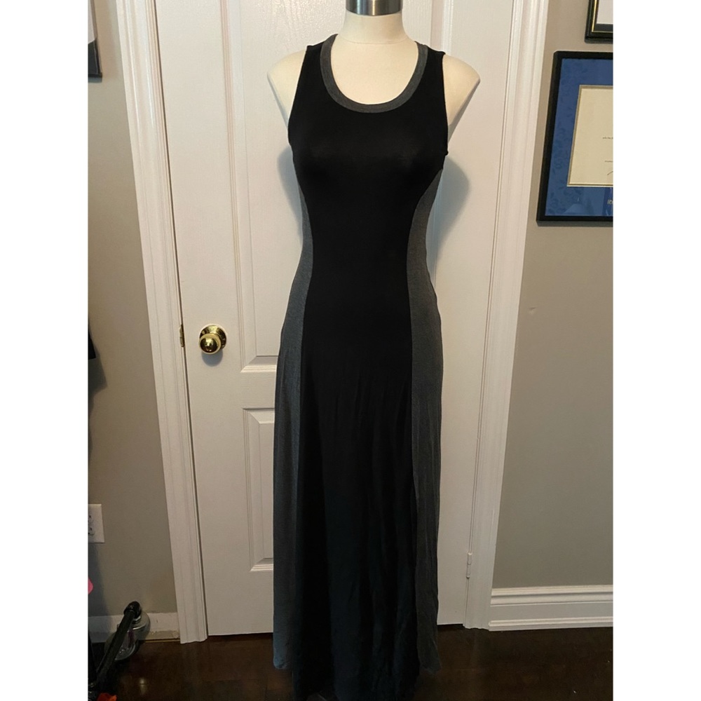 Monteau black and grey panel maxi dress